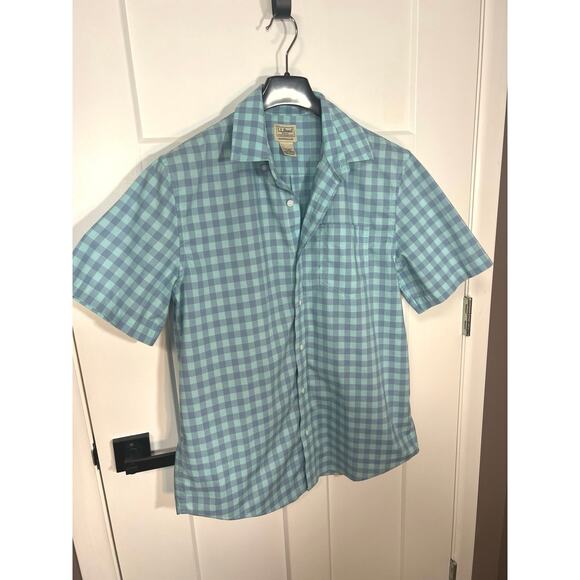 L.L. Bean Men Traditional Fit Short Sleeve Plaid Button Up NWOT Size M Medium - Picture 6 of 7
